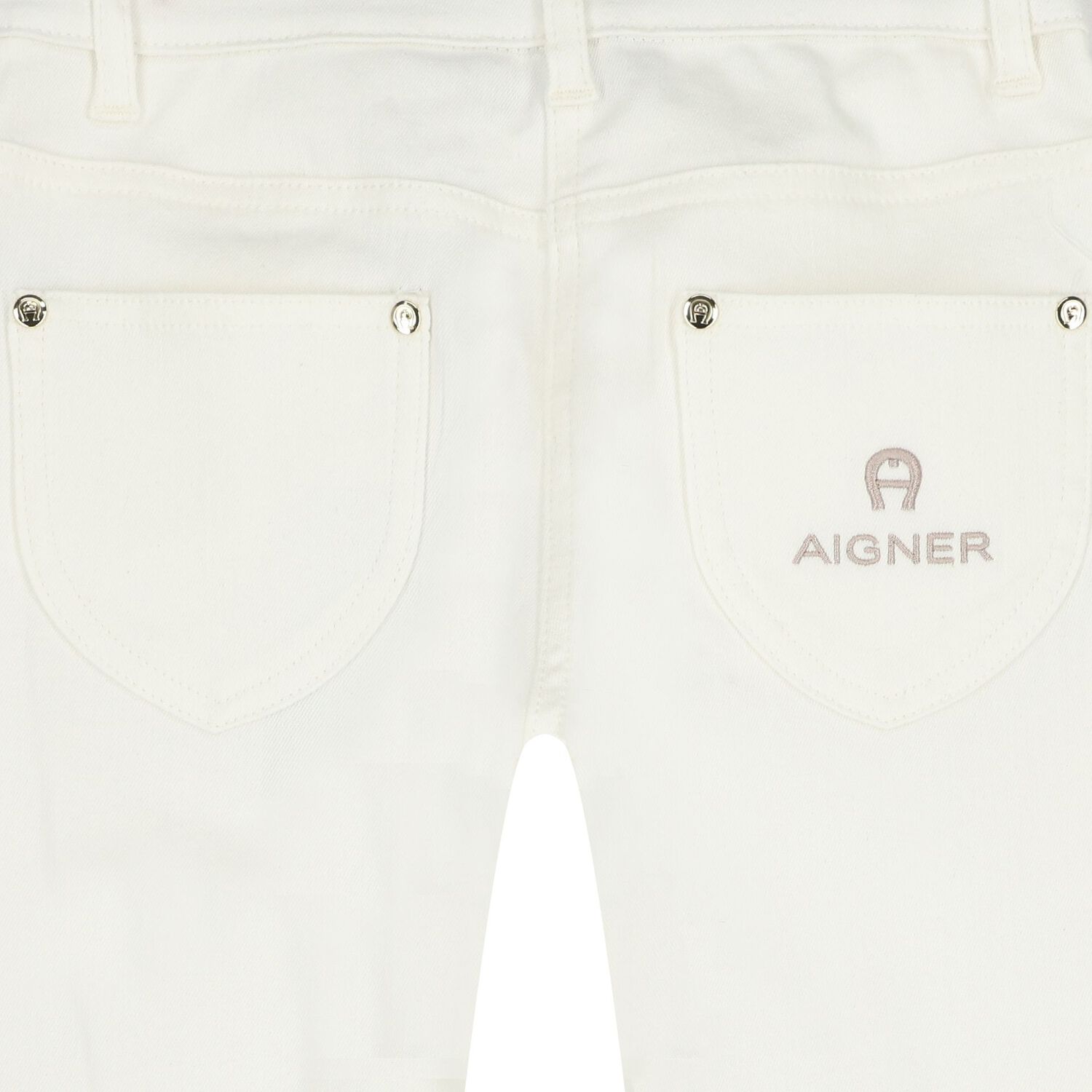 Girls White Butterfly Denim Jeans, 1, hi-res