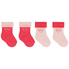 Baby Girls Pink Logo Socks (2 Pack), 1, hi-res