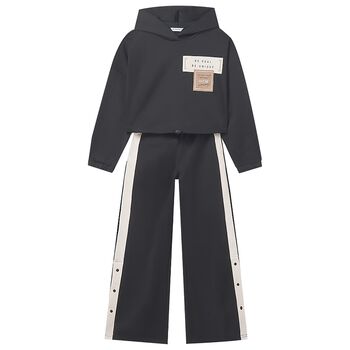 بدلة رياضية سوداء بقلنسوة للبنات