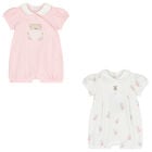 Baby Girls White & Pink Rompers ( 2-Pack ), 2, hi-res