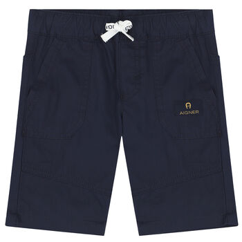 Younger Boys Navy Logo Chino Shorts