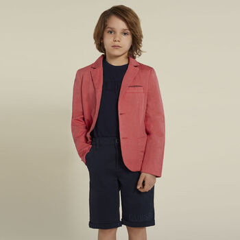 شورت تشينو أولاد بالشعار باللون الازرق