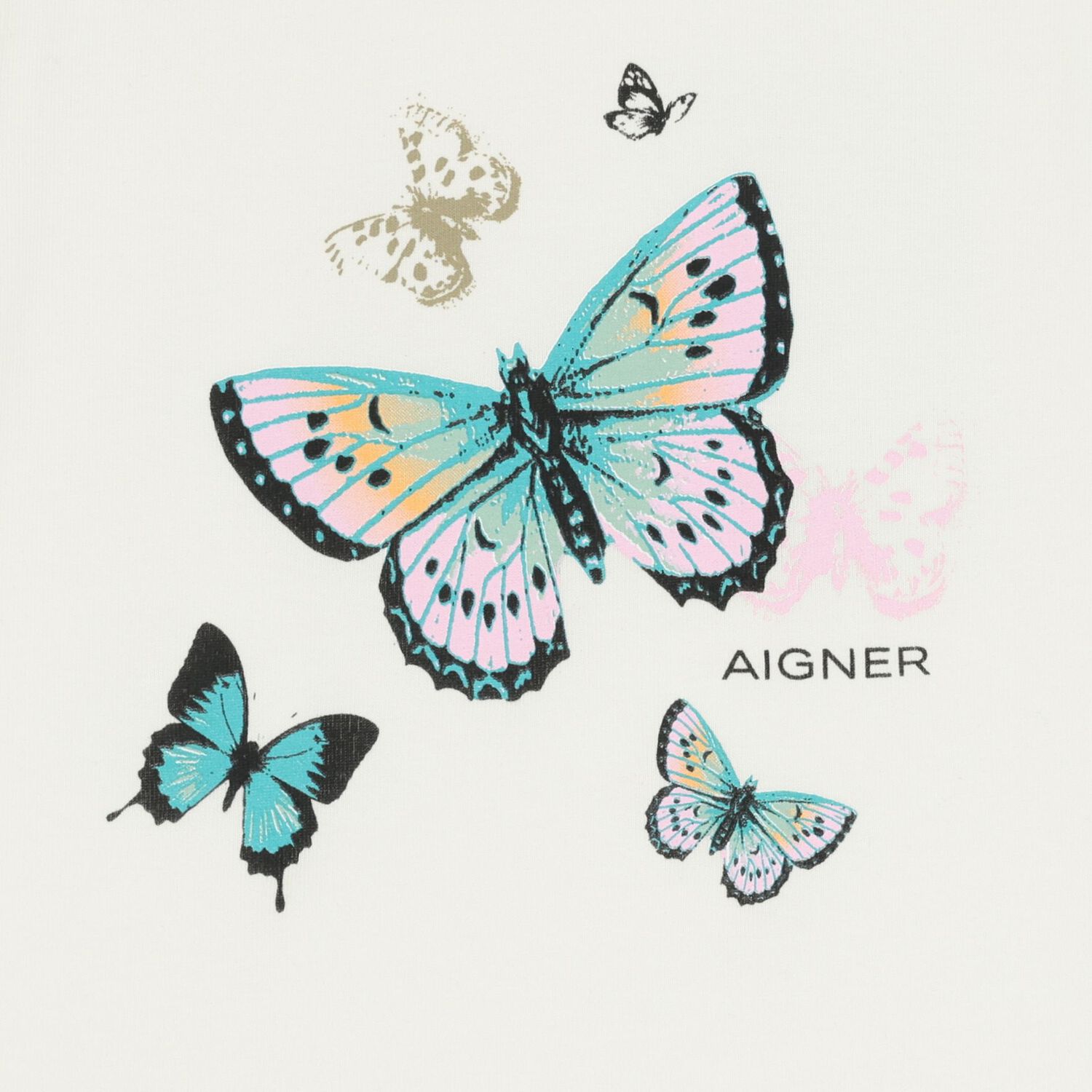 Younger Girls Ivory & Green Butterfly Shorts Set, 1, hi-res