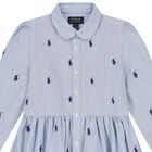 Girls Blue Logo Dress, 1, hi-res
