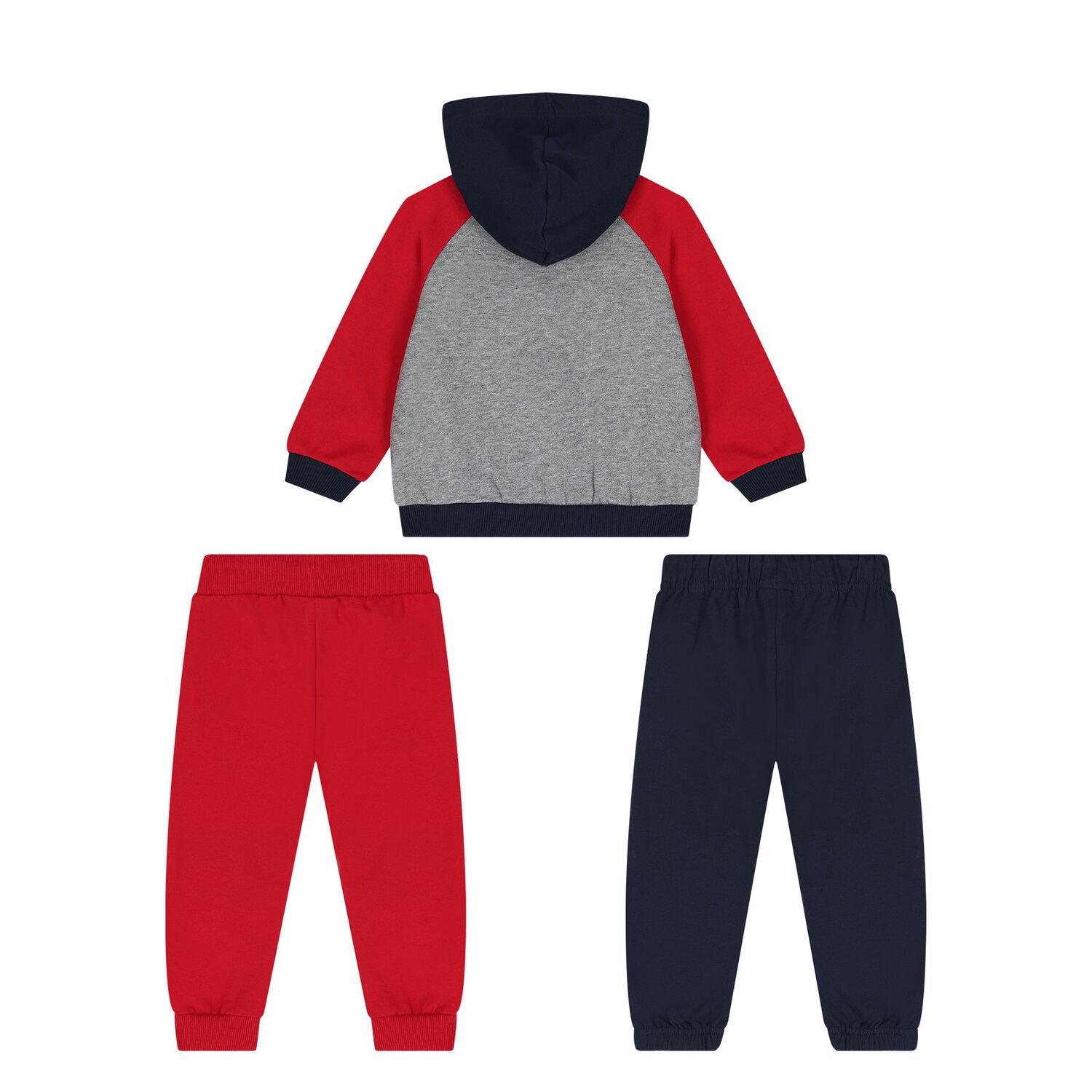 Younger Boys Red, Grey & Navy Blue Tracksuit Set, 2, hi-res