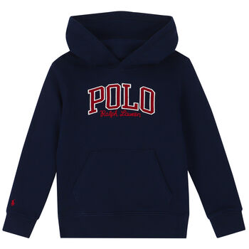 Boys Navy Logo Hooded Top