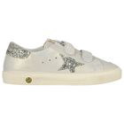 Girls Grey & Ivory Logo Trainers, 1, hi-res