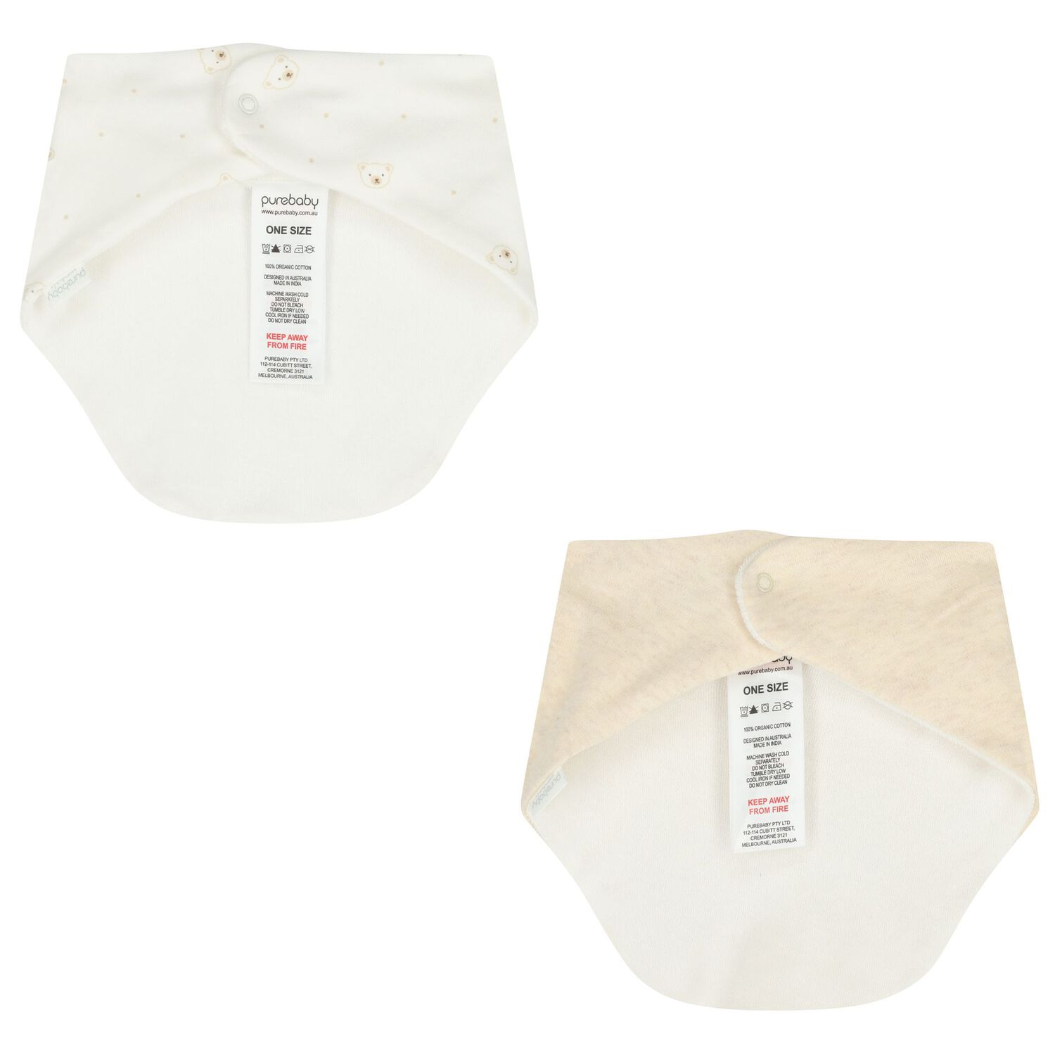 White & Beige Bibs ( 2 Pack ), 1, hi-res image number null