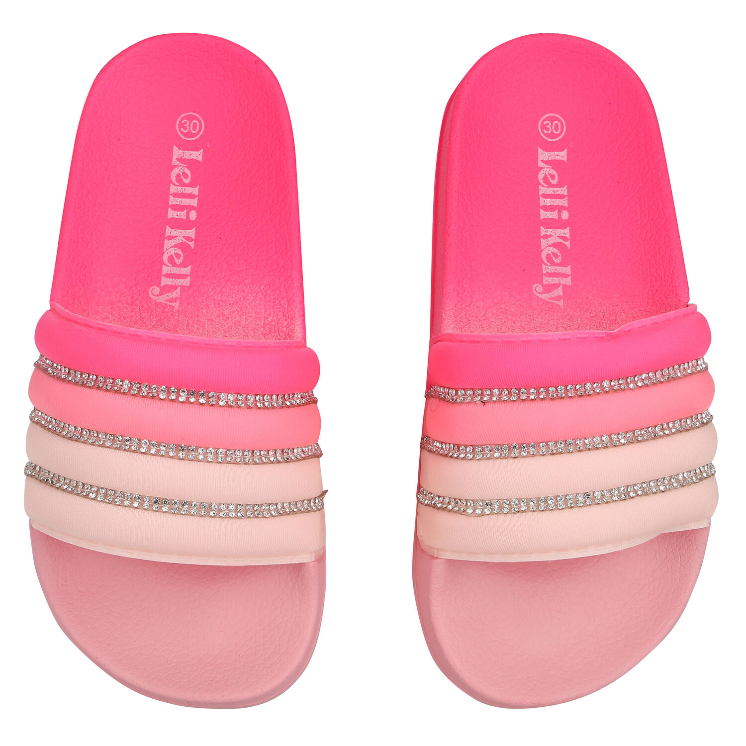 Girls Pink Embellished Sliders, 1, hi-res