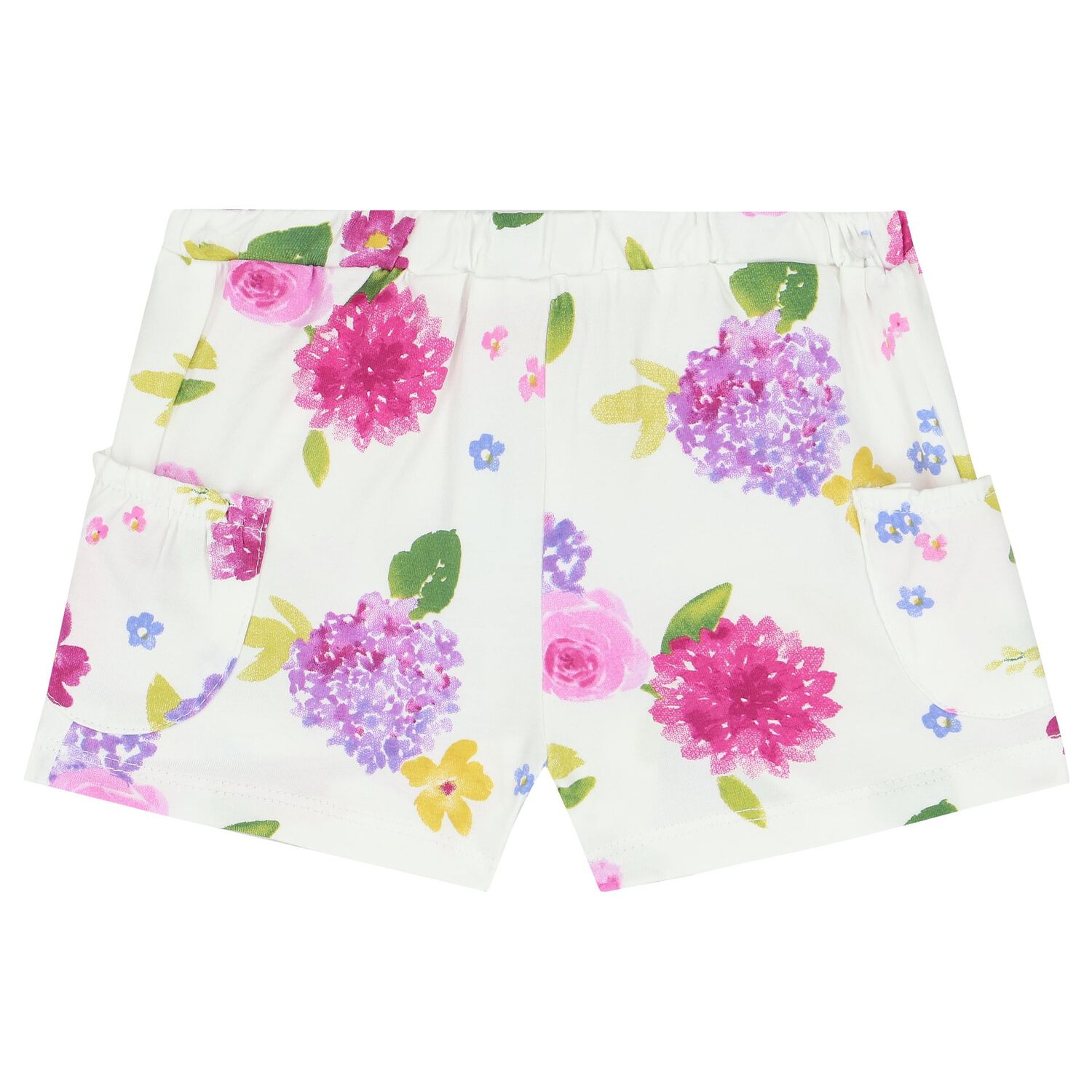 Baby Girls White & Purple Short Set (4 Piece), 2, hi-res