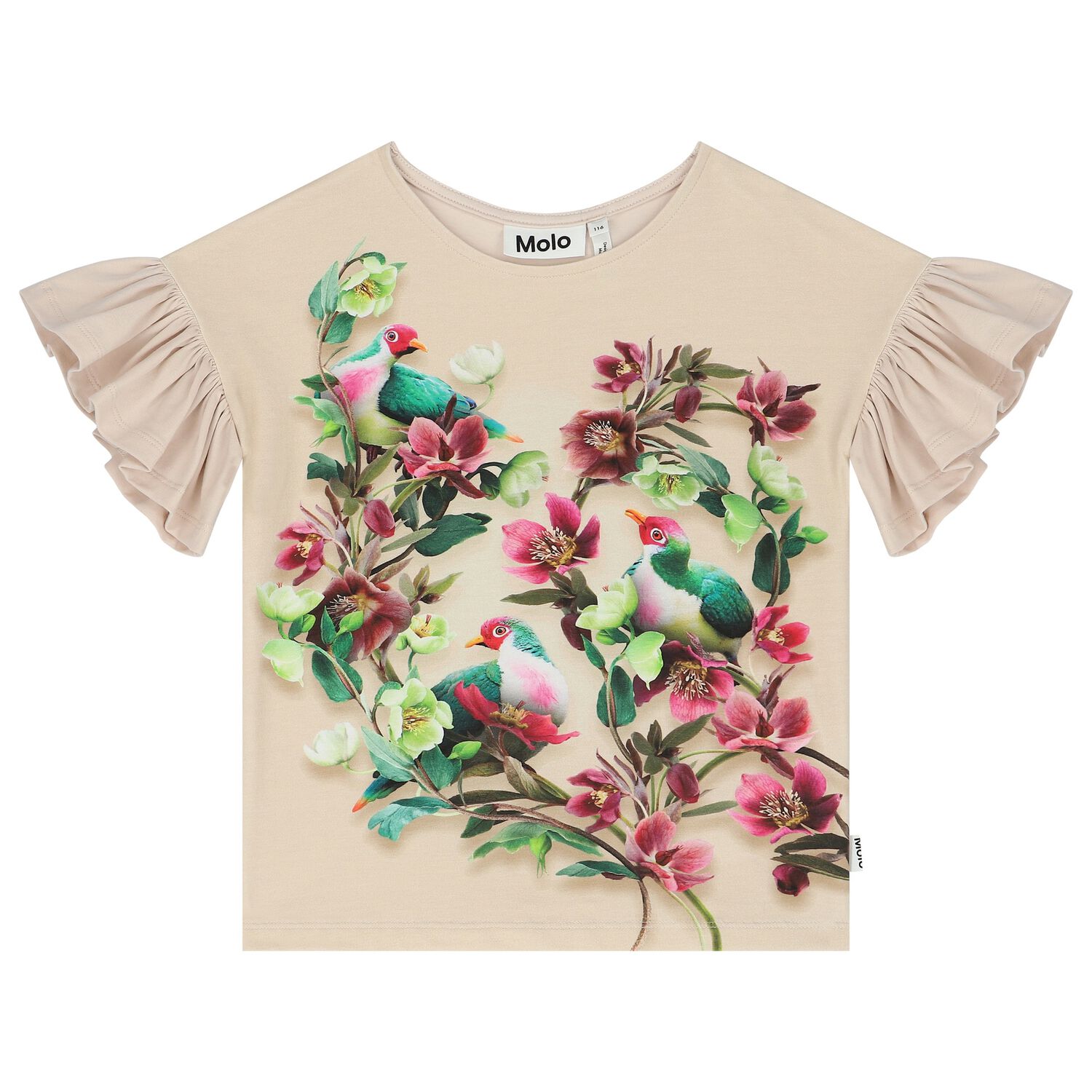 Girls Beige Ruffle T-shirts, 1, hi-res image number null