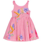 فستان بنات بطبعة الزهور باللون الوردي, 1, hi-res