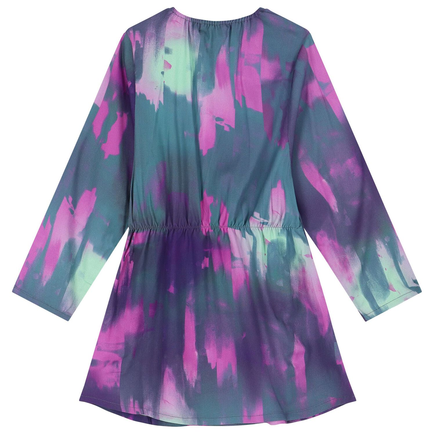 فستان بنات بالشعار باللون الأرجوانى والأزرق, 1, hi-res