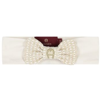 Baby Girls Ivory Bow Logo Headband