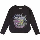 تيشيرت قطن باللون الاسود للبنات, 1, hi-res