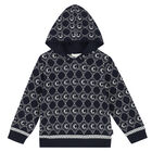 توب هودى بالشعار باللون الكحلى للبنات, 1, hi-res