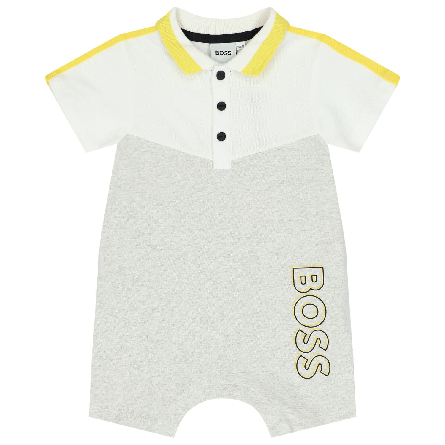 Baby Boys Grey Logo Polo Romper, 3, hi-res image number null