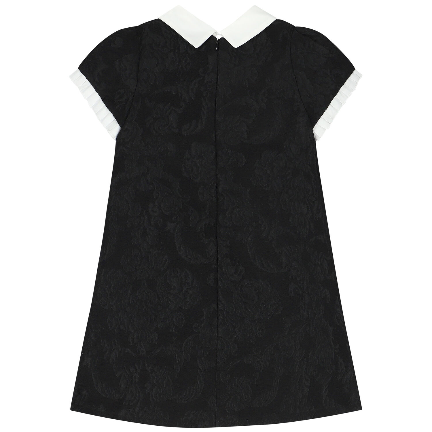 Girls Black Jacquard Dress, 1, hi-res