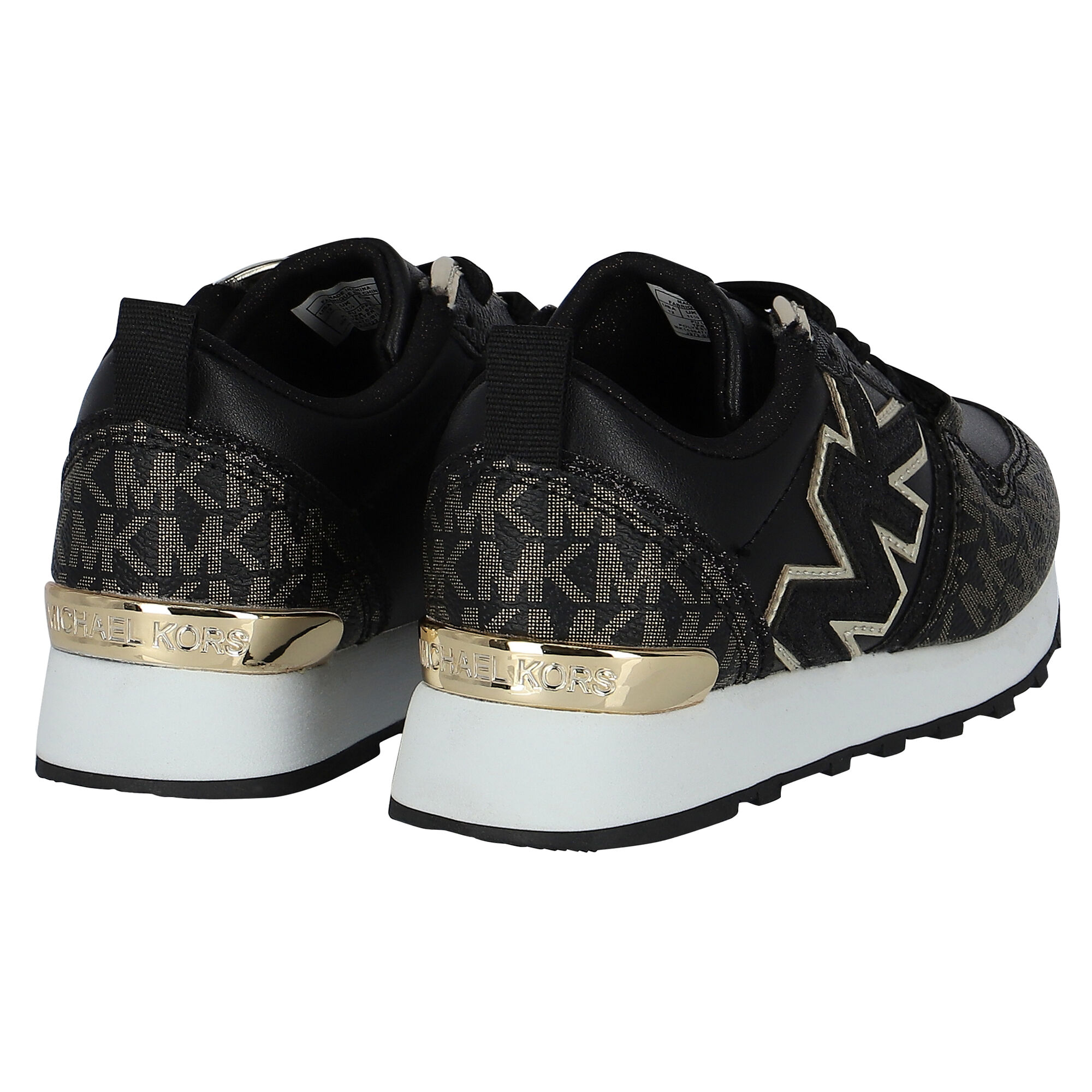 Girls black and gold trainers deals