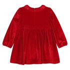 Younger Girls Red Long Sleeve Dress, 1, hi-res