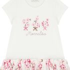 فستان بنات بشعار الزهور باللون الأبيض و الوردى, 1, hi-res