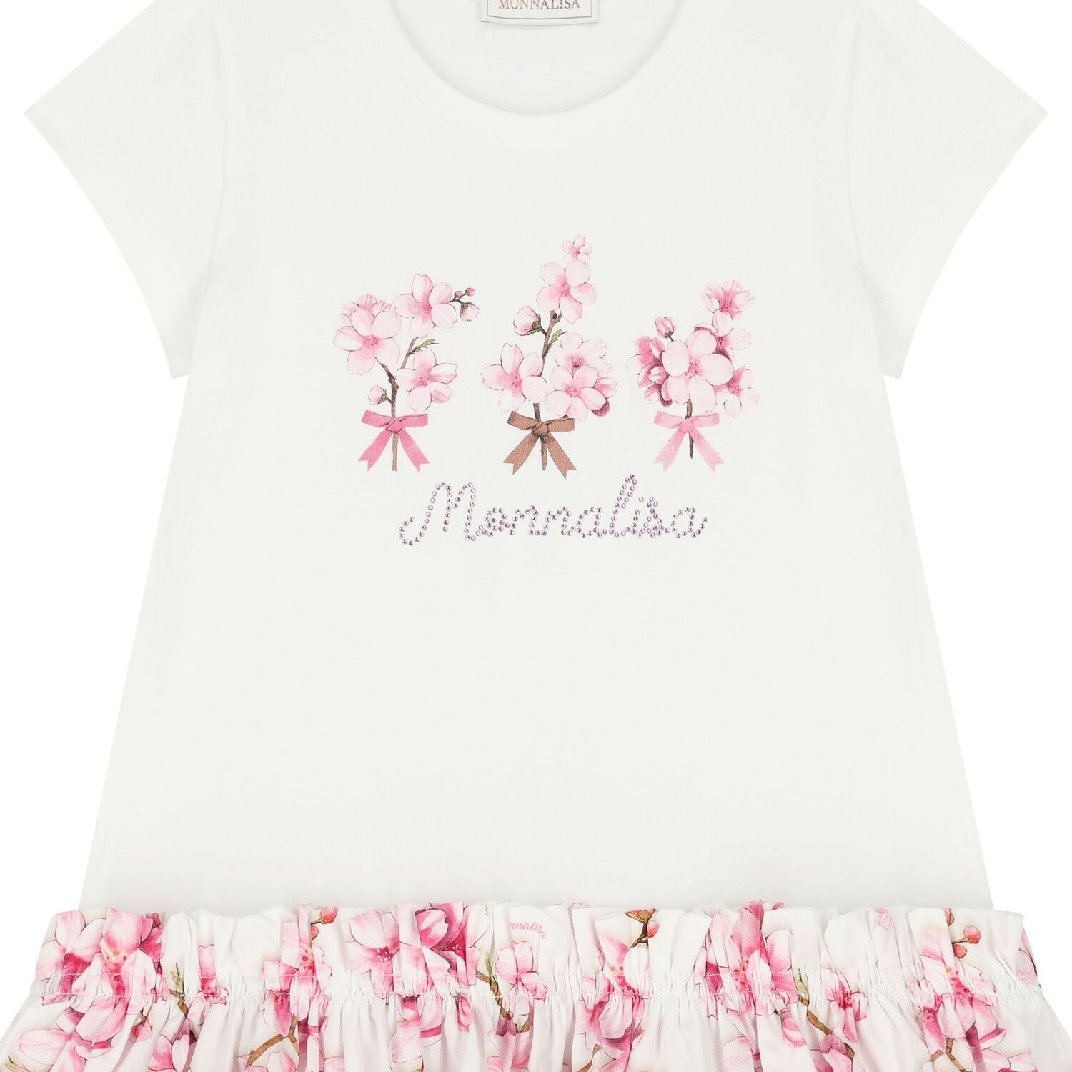فستان بنات بشعار الزهور باللون الأبيض و الوردى, 1, hi-res image number null