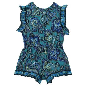 Girls Blue Paisley Playsuit