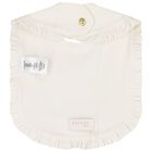 Baby Girls Ivory Logo Ruffled Bib, 1, hi-res