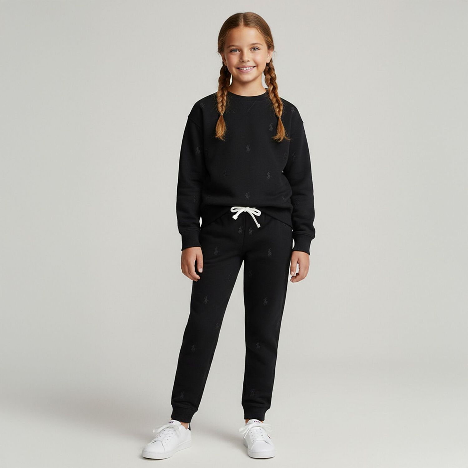Girls Black Logo Joggers, 1, hi-res