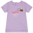 طقم بنطلون بنات بالشعار باللون الأزرق والأرجواني, 1, hi-res