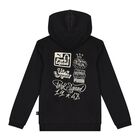 Boys Black Logo Hooded Top, 1, hi-res