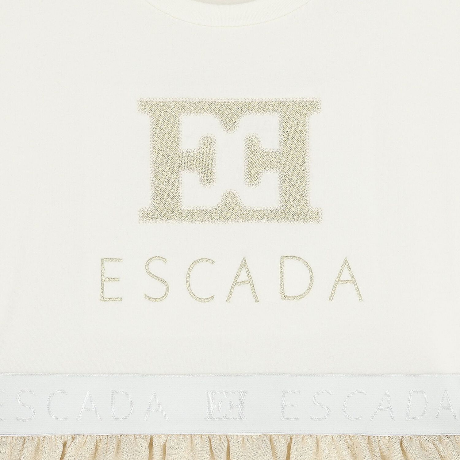 فستان بنات بالشعار باللون العاجى والذهبي , 1, hi-res