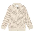Boys Beige Logo Zip Up Top, 1, hi-res