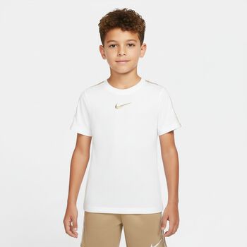 Boys White & Beige Logo Shorts Set