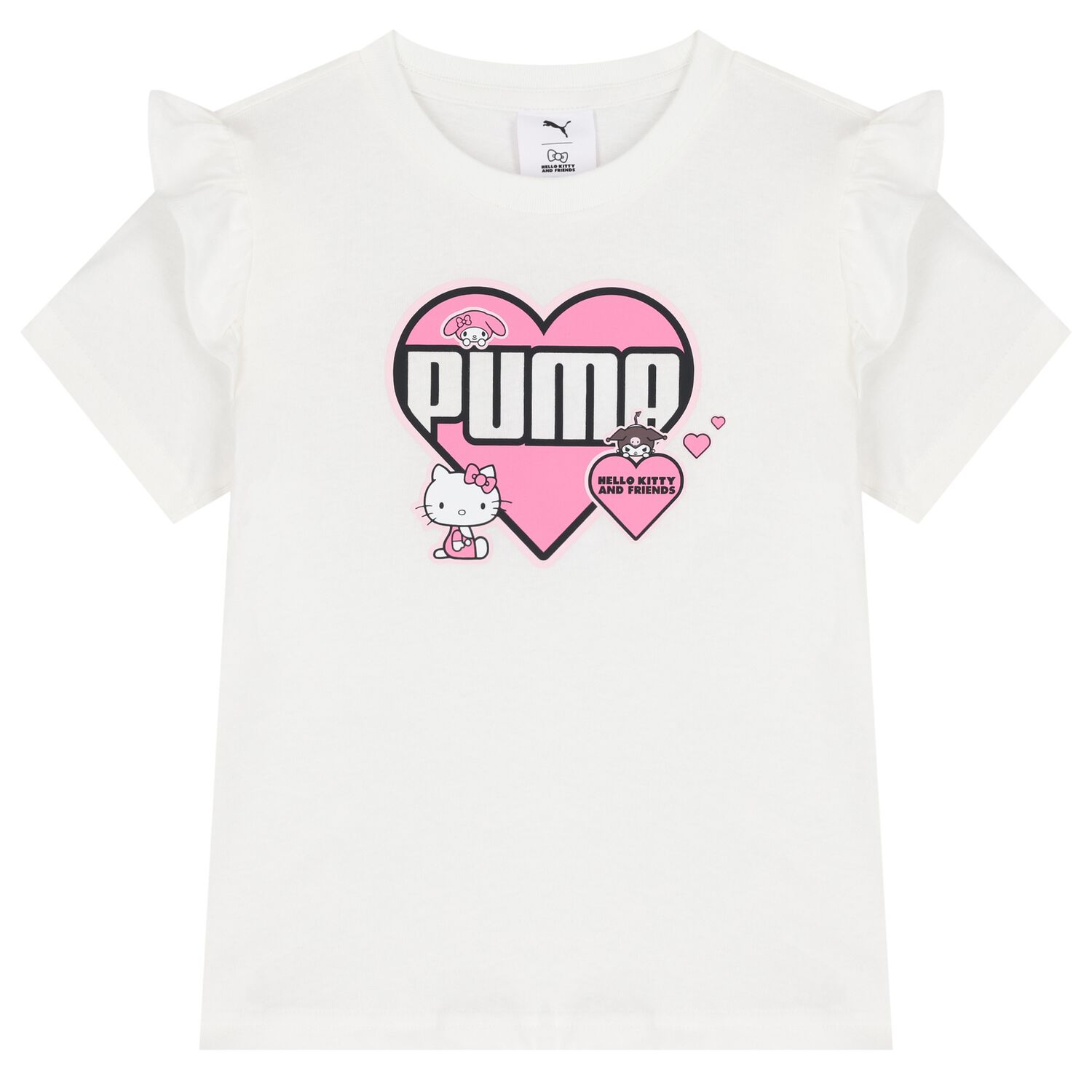 تي شيرت أبيض للفتيات بطبعة هالو كيتي, 1, hi-res