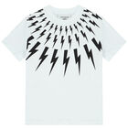 تيشيرت بشعار صاعقة باللون الابيض والاسود للاولاد, 3, hi-res