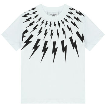 Boys White & Black Thunderbolt T-Shirt