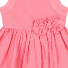 Girls Pink Flower Linen Dress, 1, hi-res