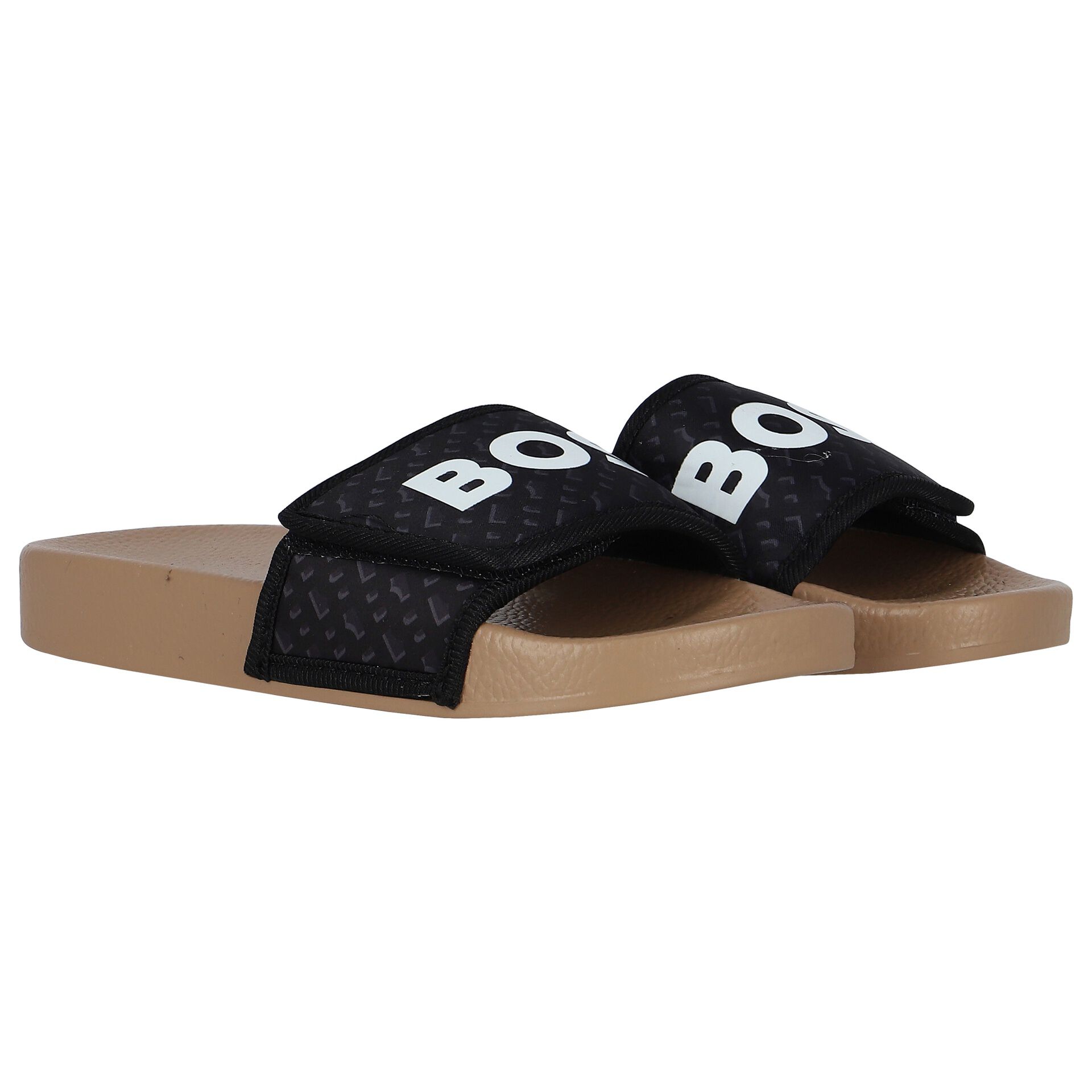 BOSS Boys Black Monogram Logo Sliders Junior Couture UAE