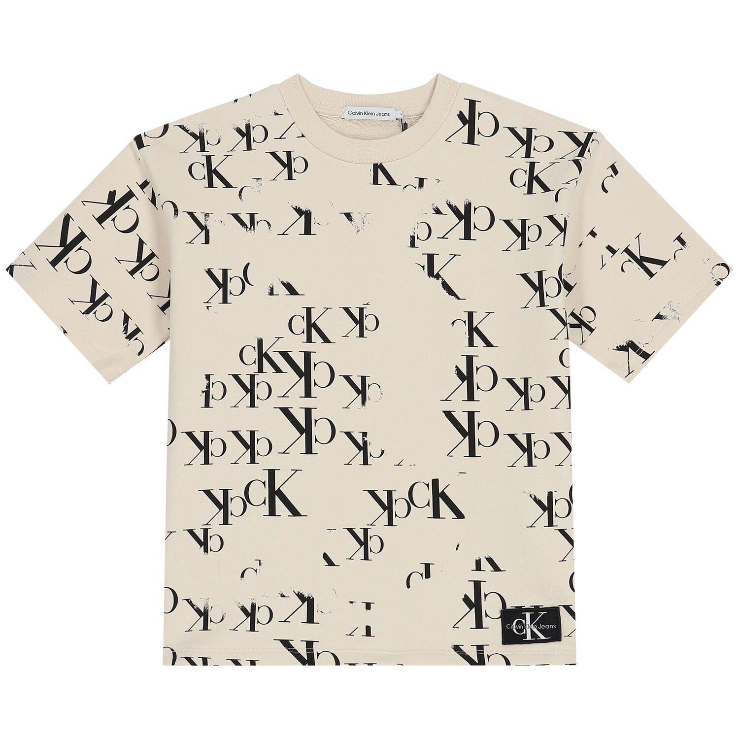 طقم شورت للأولاد بالشعار باللون العاجي, 1, hi-res