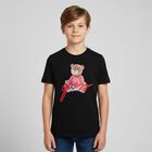 Boys Black Teddy Bear Logo T-Shirt, 3, hi-res