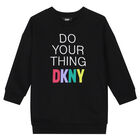 فستان سويت شيرت بالشعار باللون الأسود, 1, hi-res