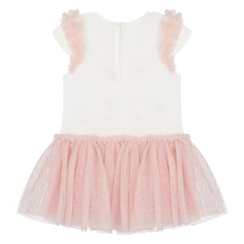 Younger Girls Ivory & Pink Tulle Dress