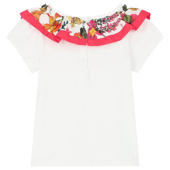 Girls White Ruffled Top