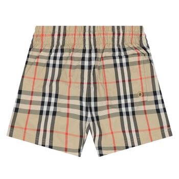 Younger Boys Beige Check Shorts