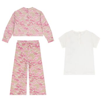 Girls Pink & Ivory Camouflage Trousers Set, 1 Girls Pink & Ivory Camouflage Trousers Set