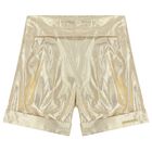 Girls Gold Lamé Shorts, 1, hi-res