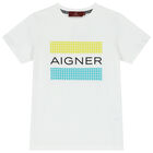 تيشيرت أولاد بالشعار باللون الأبيض, 2, hi-res