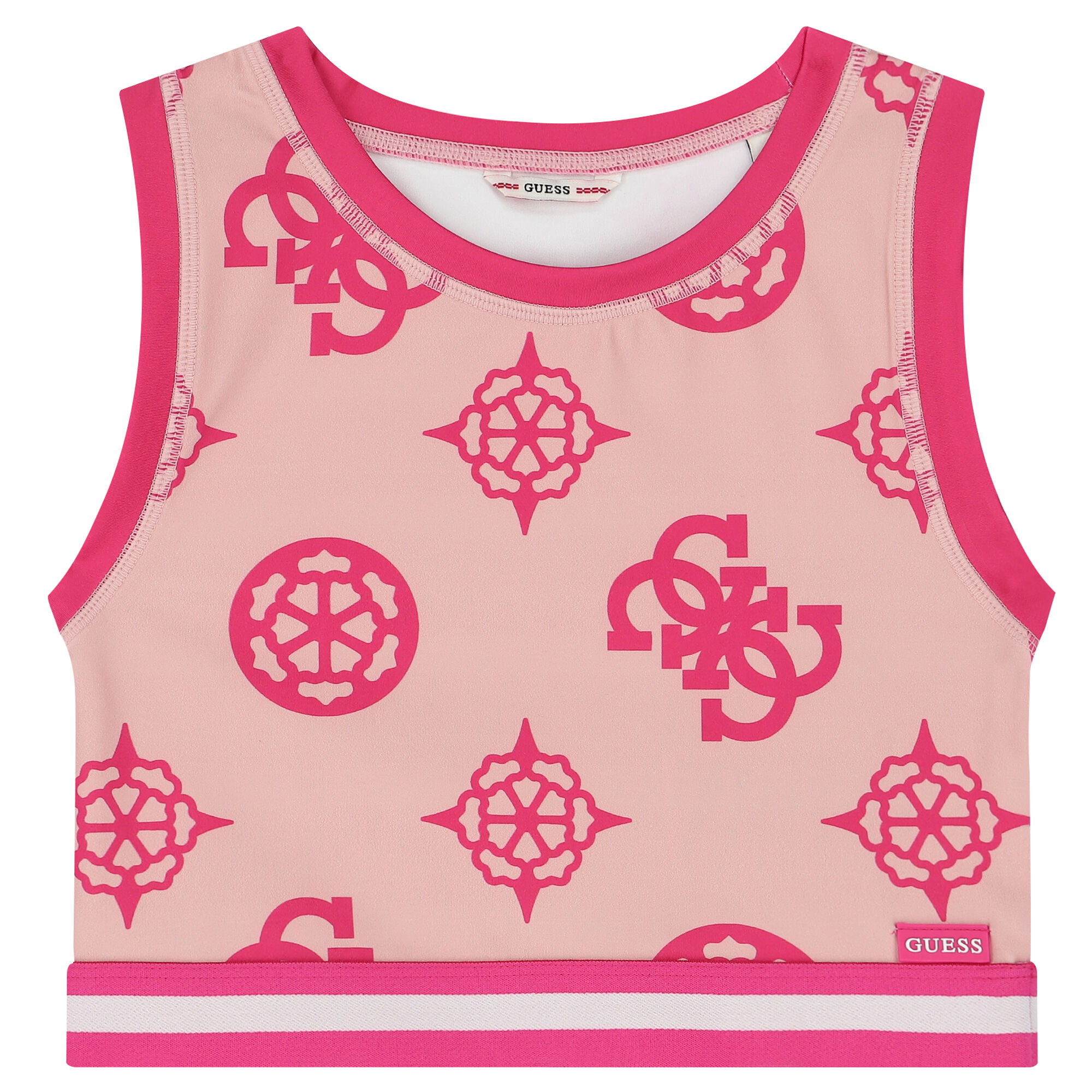 Guess Girls Beige Pink Logo Top Junior Couture UAE