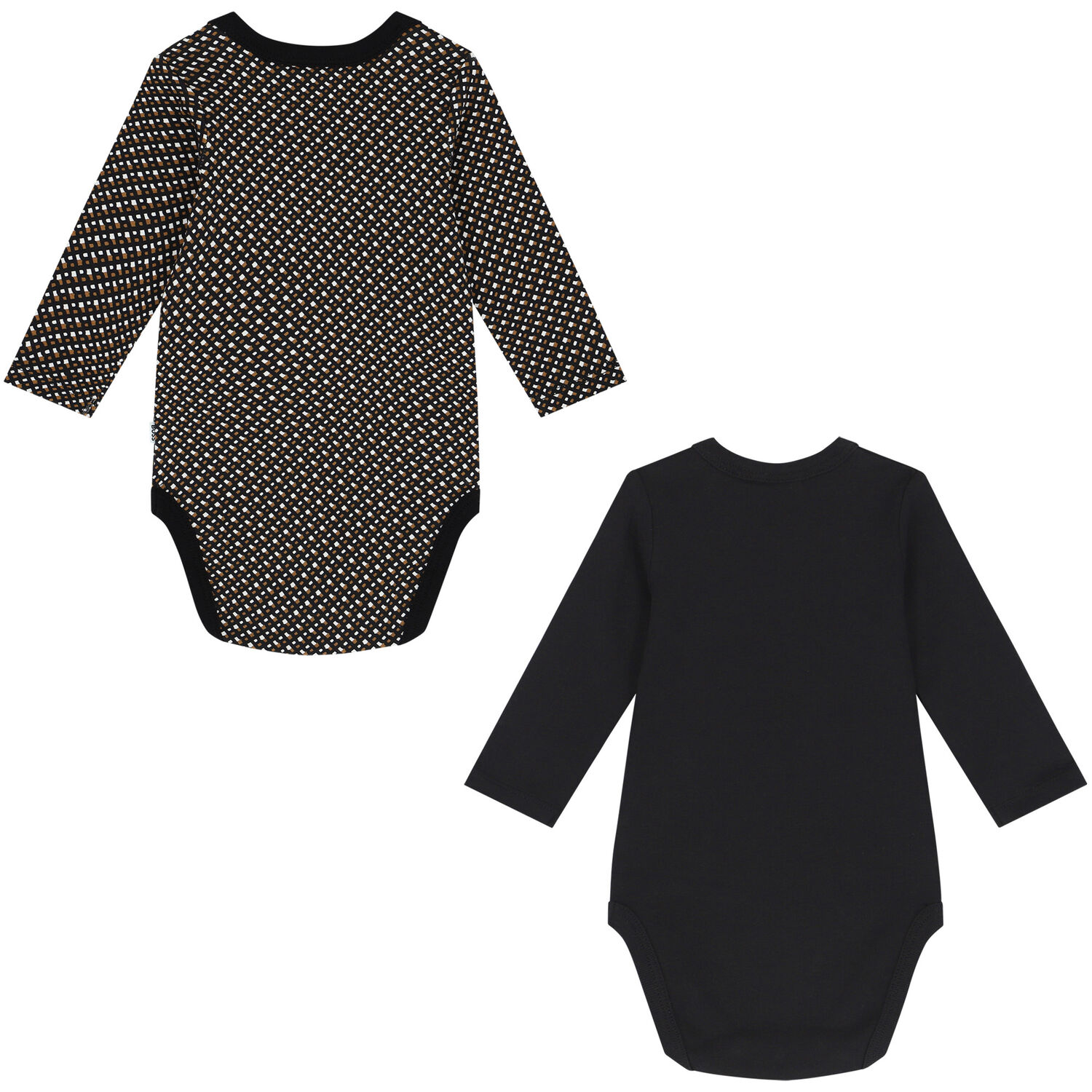 بودي سوت بالشعار باللون الأسود والبيج للاولاد (قطعتين), 1, hi-res